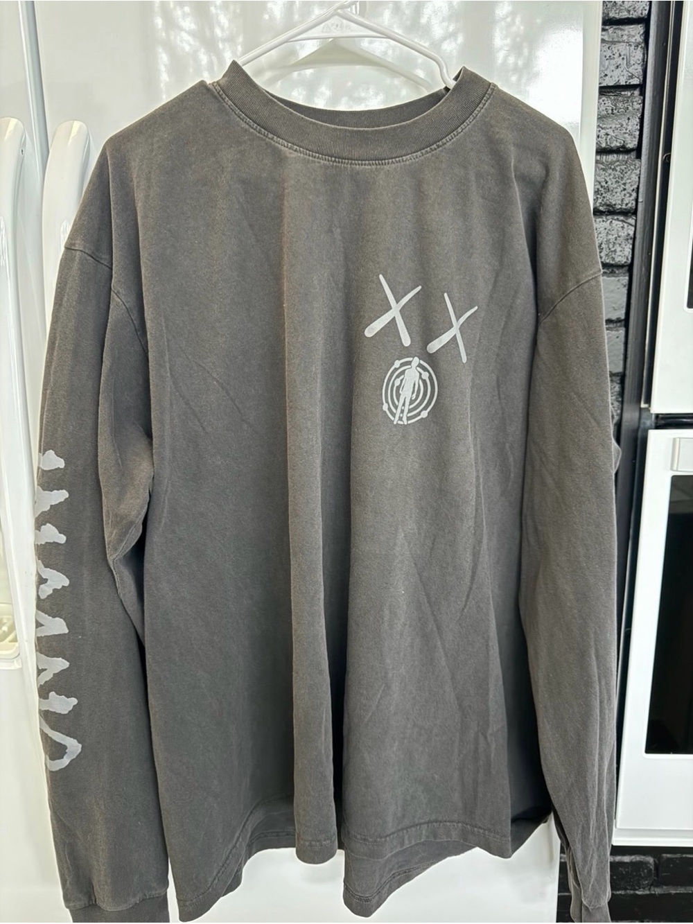 KAWS KID CUDI Gray Long Sleeve Tee with Insano print